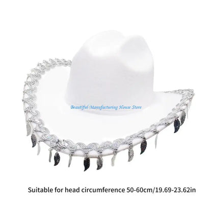 E56A chapeau Cowboy chapeau Cowgirl occidental chapeaux à franges pour Costume fête pour femmes