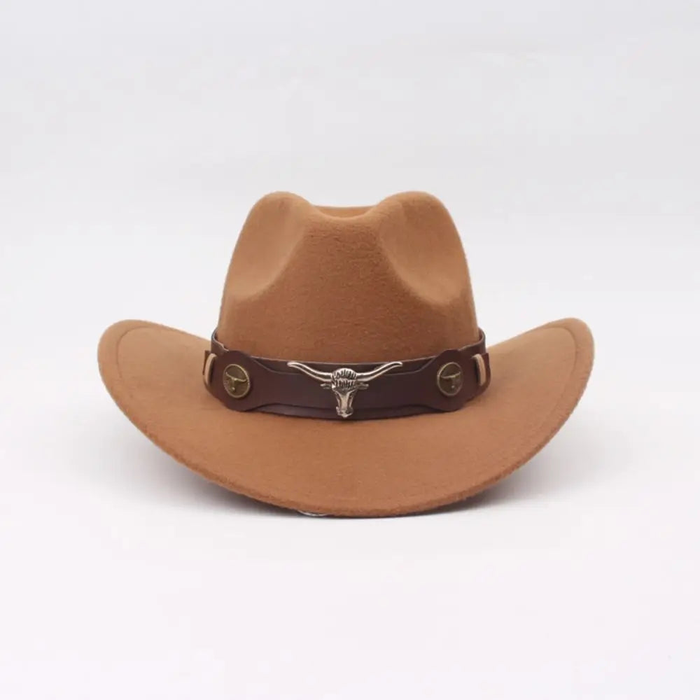 Chapeau de Cowboy occidental en laine Cool, chapeau de Jazz à large bord, couleur unie, chapeau de Cosplay de fête, casquettes de visière d'extérieur