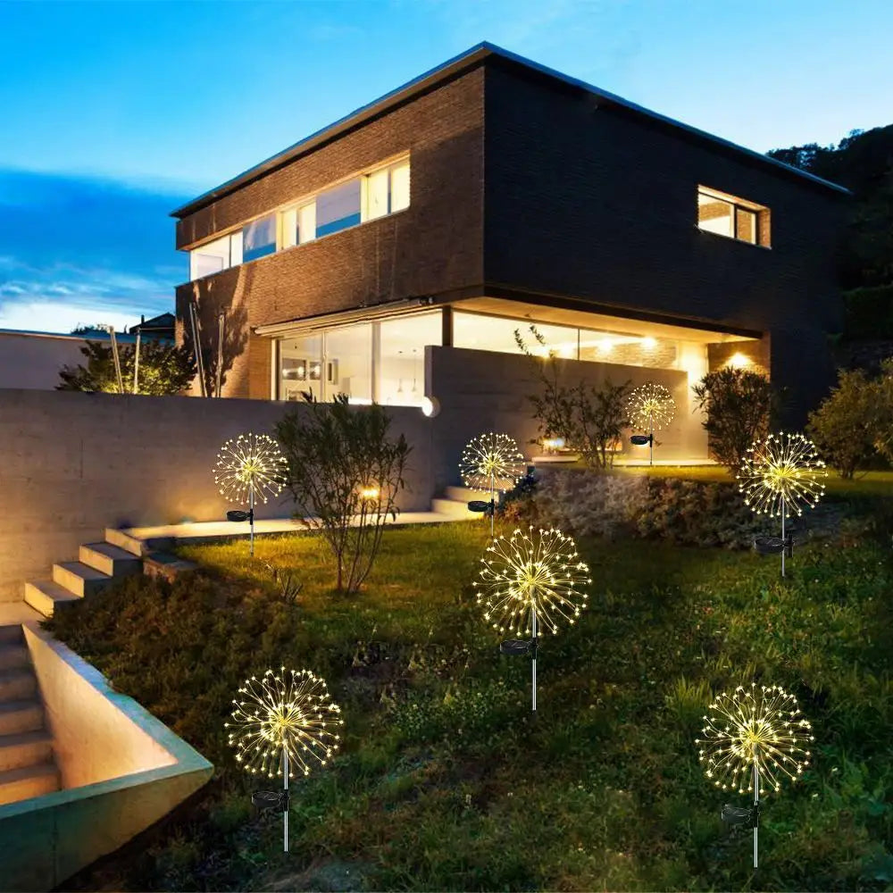 LED Solar Fireworks Lights Garden Decoration Fairy Lights Waterproof Outdoor Dandelion Lawn Lamp for Garden Landscape Lawn Decor