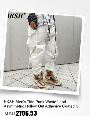 HKSH Spring Autumn New Man Punk Fashion Streetwear Dark Brushed Wax Handmade Damaged Tops Denim Jacket Y2K Chic Ins Coats HK4959