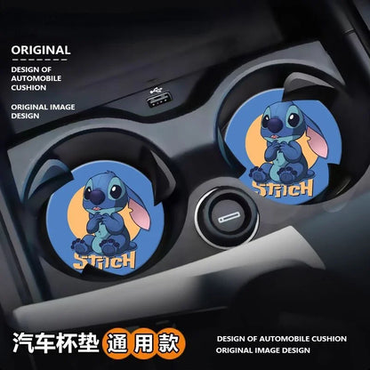 Stitch creative cartoon car coaster car water cup slot mat car interior decoration supplies non-slip mat storage mat universal