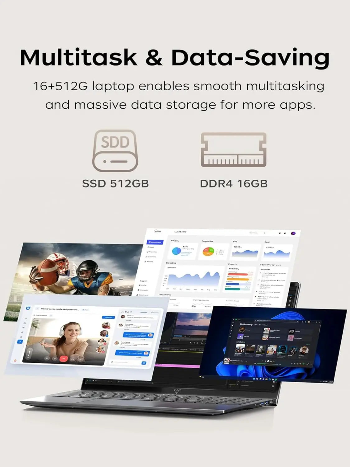 ACEMAGIC Laptop 15.6inch FHD Laptop AMD Ryzen 5 7430U 16GB RAM 512GB SSD Windows 11 Pro Notebook 180° Flip Computer Wifi6 BT5.2