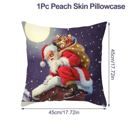 Housse de coussin de noël, père noël, décor de joyeux noël pour la maison, ornements de noël 2025, cadeaux de noël, nouvel an 2026