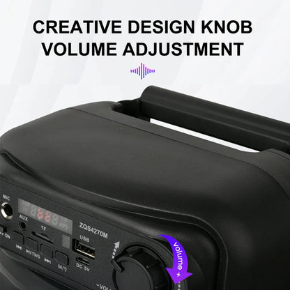 Bluetooth-Compatible Speaker Karaoke Speaker with RGB Light Portable Boombox USB/TF Outdoor Speaker Remote Control for Karaoke