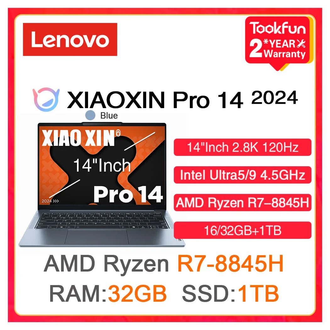 Lenovo Laptop XIAOXIN Pro 14 (IdeaPad Pro 5) 2024 Intel Ultra 5 9 AMD Ryzen R7-8845H 16/32GB 1TB 14" Inch Computer PC Notebook