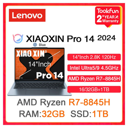 Lenovo Laptop XIAOXIN Pro 14 (IdeaPad Pro 5) 2024 Intel Ultra 5 9 AMD Ryzen R7-8845H 16/32GB 1TB 14" Inch Computer PC Notebook