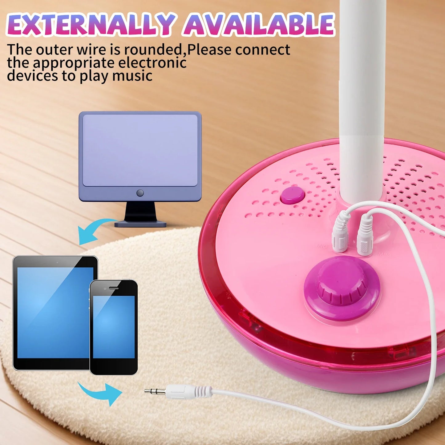 Kids Karaoke Machine with Microphone and Adjustable Stand, Rhythm lighting for Fun Musical Effects, Christmas/Halloween/New Year