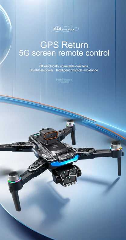 Xiaomi A14 MAX Drone sans brosse 8K trois caméra HD télécommande avec écran flux optique Intelligent pliable quadrirotor