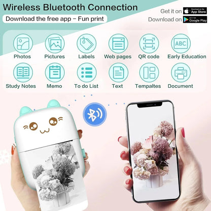 Portable Mini Thermal Printer Photo Printer Business/Home No Ink Required To Print Small Ticket/Labels/Picture Imprimante 203PDI