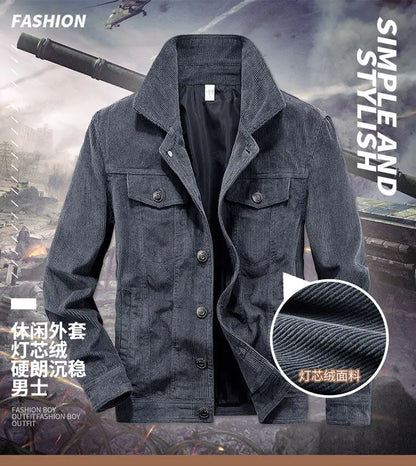 Manteaux tendance pour hommes, veste en velours automne, coupe slim, style vintage, décontracté, éclair, manches longues, vêtements d'extérieur, fermeture printemps-automne