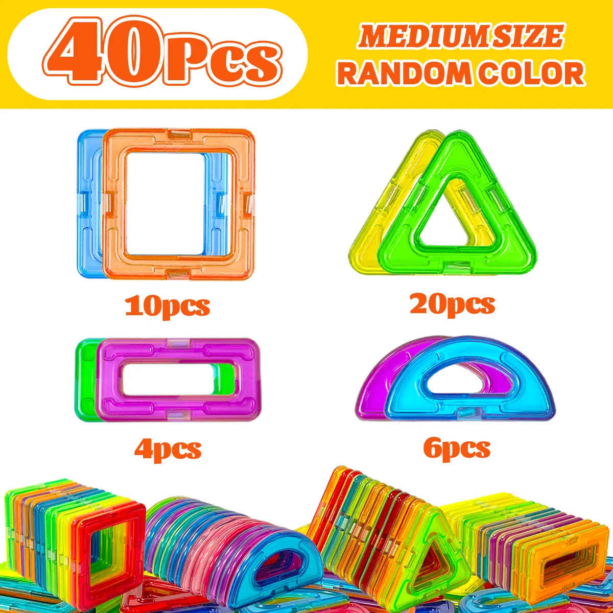 Blocs de construction magnétiques de taille moyenne, jeu de construction magnétique à monter soi-même, jeu de construction pour enfants, cadeau pour enfants, jouet cadeau d'anniversaire ou d'Halloween