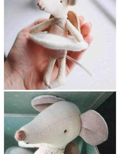 12 cm Mini ange souris dans le livre cadeau de noël nouvel an fait à la main mignon petite fée souris jouet avec nuage boîte-cadeau coton couture poupée