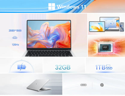 HONOR MagicBook X14 Plus 2024 Laptop AMD Ryzen R7 8845HS 16 32GB 1TB 14" Inch 2.8K 120Hz Notebook Ultrabook Computer PC FMI-721