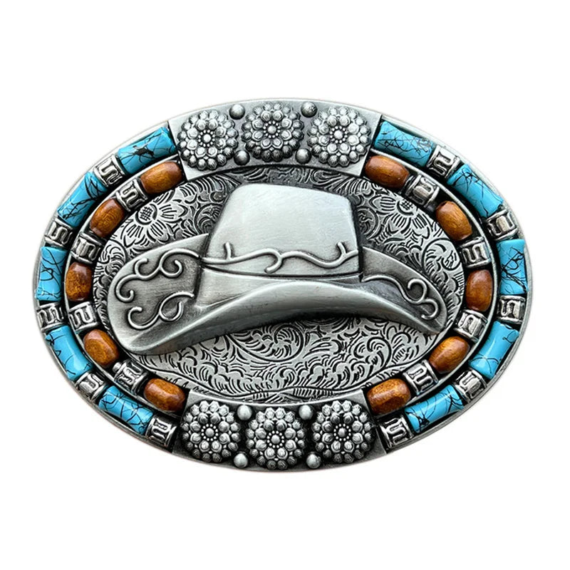 Chapeau de cowboy avec boucle de ceinture, style occidental