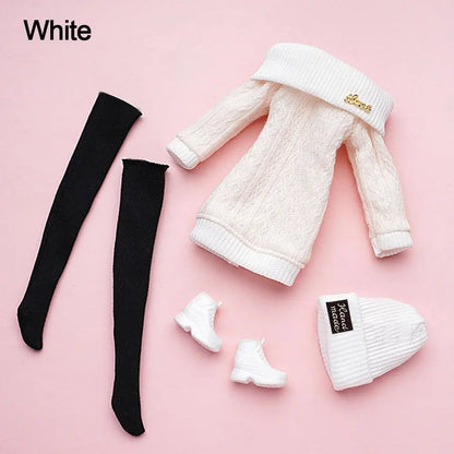 For 1/6 Doll Clothes 29~32cm Doll Plush Coat Skirt Doll Winter Dress Girl Coat Handmade Casual Wear Set Doll Accessories Gift