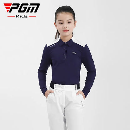 PGM Girls Golf T-shirts à manches longues Vêtements de golf pour enfants Tissu de sport confortable et doux pour la peau Vêtements pour enfants YF548