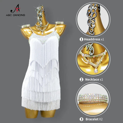 Nouvelle robe de danse latine pour femmes 2026, tenue d'entraînement de danse de salon, costume de bal féminin, jupe courte sexy pour salsa, jupe adulte, tenue de sport