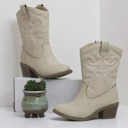 Classic Western Knee High Boots for Girls Premium Quality Slip-on Cowboy Long Booties Kids Autumn Heeled Point Botas Kids Shoes