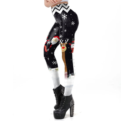 NADANBAO Merry Christmas Leggings for Woman Green White Stripe Pattern Pants Xmas Party Pants Girls Sexy Tights Fitness Workout