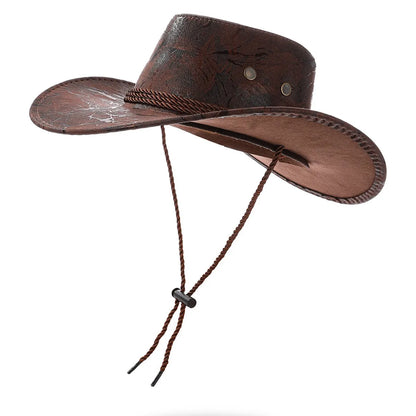 Nouveau chapeau de cowboy occidental vintage pour homme, dame gentleman, cow-girl, avec bord large en cuir, cloche, chapeau d'église, Sombrero Hombre