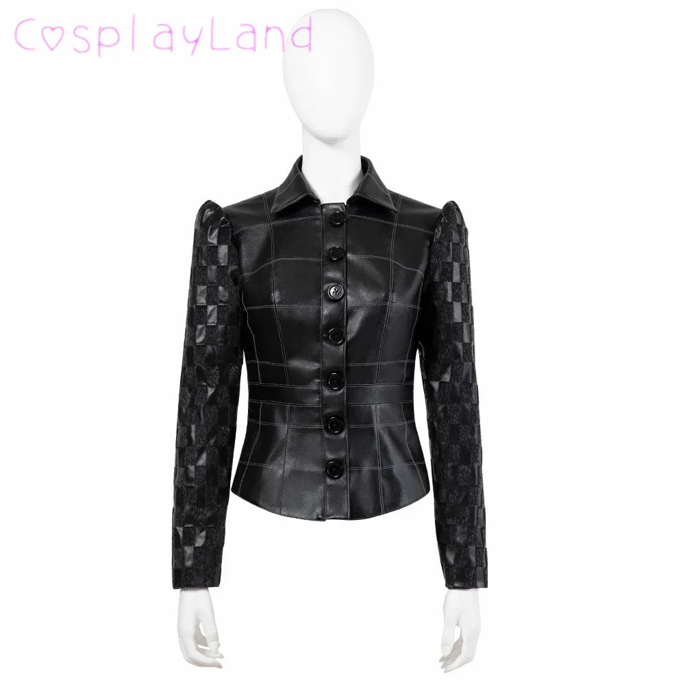 Cruella Costume Halloween Evil Queen Cosplay Outfit Black Fashion Lady Dresses Fancy Emma Formal Suit Jacket Skirt Gloves