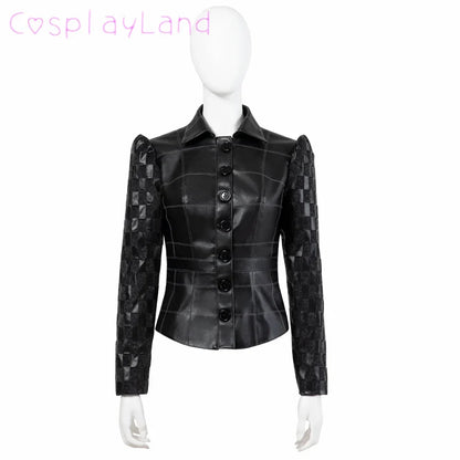 Cruella Costume Halloween Evil Queen Cosplay Outfit Black Fashion Lady Dresses Fancy Emma Formal Suit Jacket Skirt Gloves