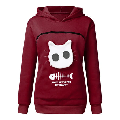 Sweatshirt Cat Lovers Hoodie Kangaroo Dog Pet Paw Pullovers Cuddle Pouch Cat Carrier Sweatshirt Pocket Animal Ear Hooded Plus