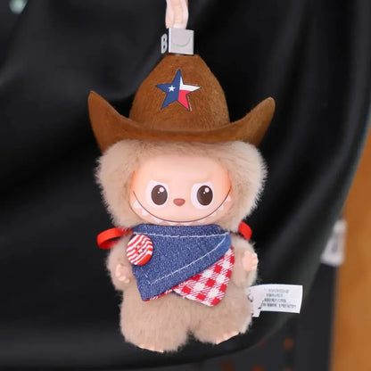 For 10 cm Labubu 4.0 Doll Clothes Cowboy Hat Scarf Cute Soft Doll Clothes Bow Scarf Decoration Christmas Gifts