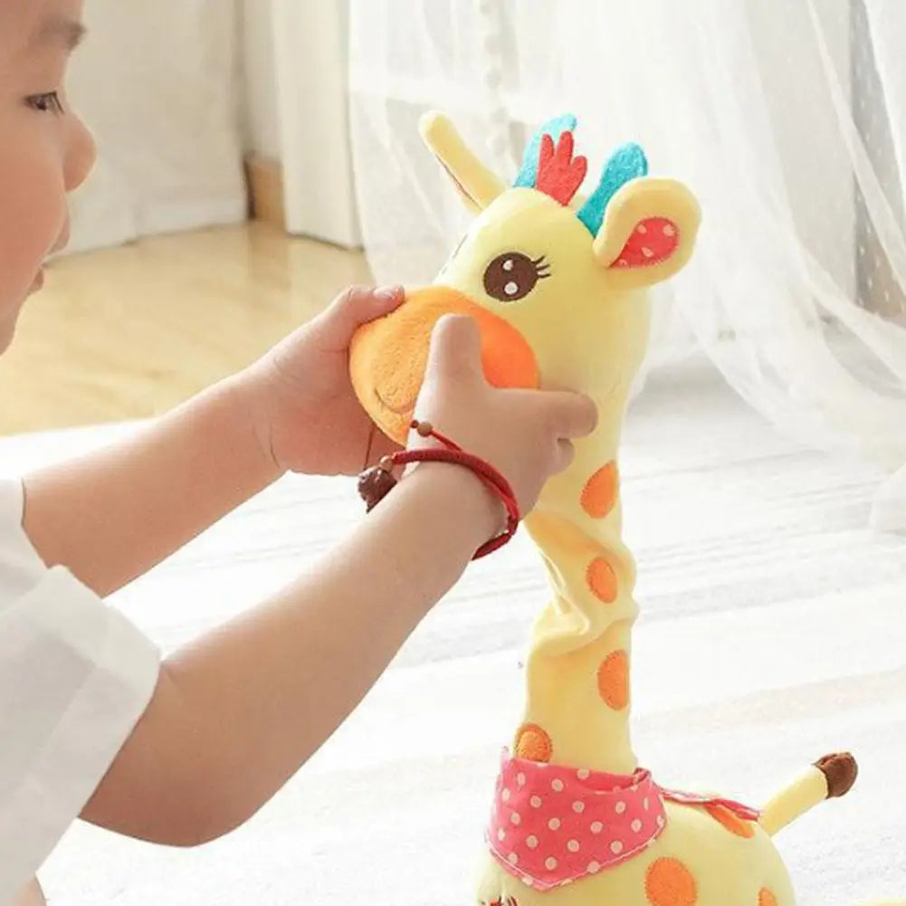 Electric Singing Dancing Giraffe Toy With Light & Voice Recording, Swing Motion Interactive Plush Animal For Kids Gift