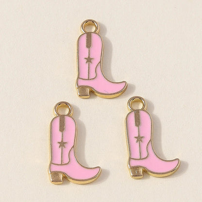 Leslie 10 pièces jolies filles bottes de cowboy et chapeau breloques pendentifs pour la fabrication de bijoux collier boucles d'oreilles bricolage Cowgirl chapeau charme cadeaux