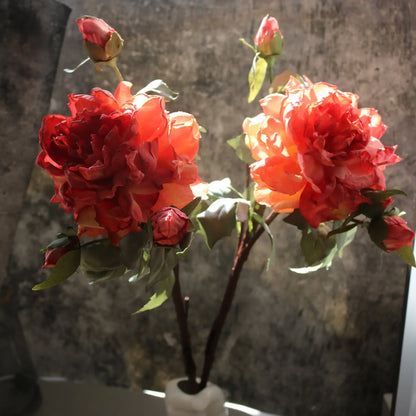 Grand Bouquet de pivoines blanches haut de gamme, fleurs artificielles pour décoration de mariage, de maison, fausses fleurs pour le nouvel an, décorations d'automne