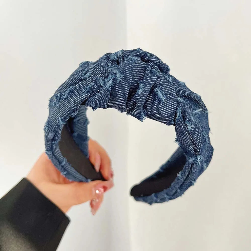 Denim tissu Cowboy bandeau Style coréen coiffure Denim noué bandeau chapeaux cheveux accessoires Cowboy bandes de cheveux