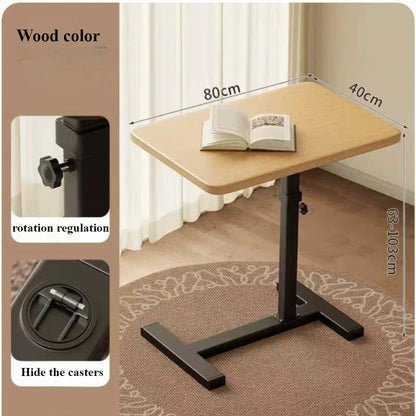 Table de chevet à petit bord en acier inoxydable, bureau Mobile pour la maison, chambre à coucher avec roulettes, bureau d'apprentissage à levage facile, établi