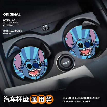 Stitchou cute cartoon animation peripheral car storage non-slip mat car interior decoration creative personality water coaster