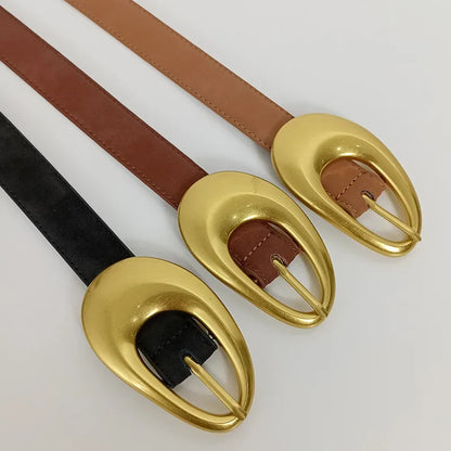 Ceinture en cuir véritable doré pour femme, ceinture de cow-girl occidentale, haute qualité, élégante, mode féminine, affaires, cerf, E27