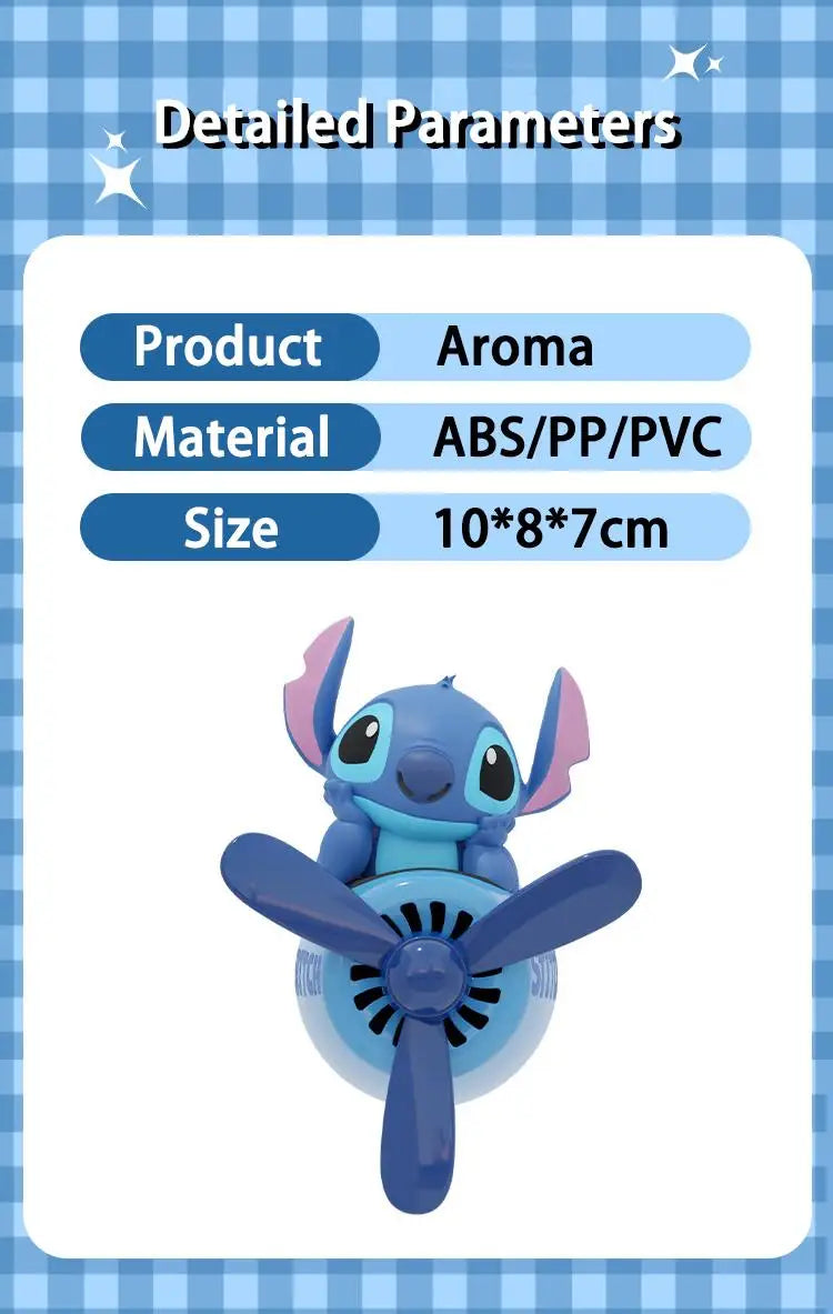 Stitch Car Air Freshener Cute Stitch Pilot Propeller Outlet Aromatherapy Car Interior Vent Fresheners Perfume Decor Gifts