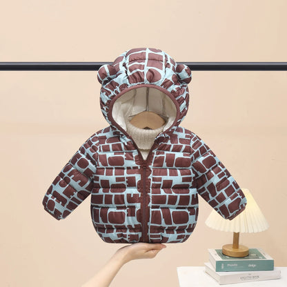 1-6T Hiver Bébé Filles Garçons Vêtements Manteaux Duvet Coton Dessin Animé Capuche Vestes Enfants Combinaison de Ski Salopette Costume de Tout-Petit