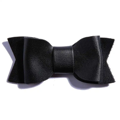 7.5CM Hot Sale Synthetic PU Leather Bows Knot For Hair Accessories Hair Bow With Clip For Headbands U Pick