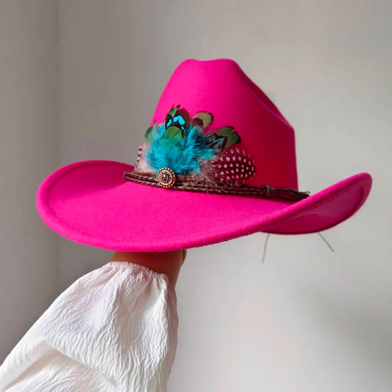 Chapeau de cowboy occidental à large bord pour homme, casquettes d'église Everche, Fascinateur vintage, chapeau de cowgirl jazz, zones bre, nouveau, 9cm