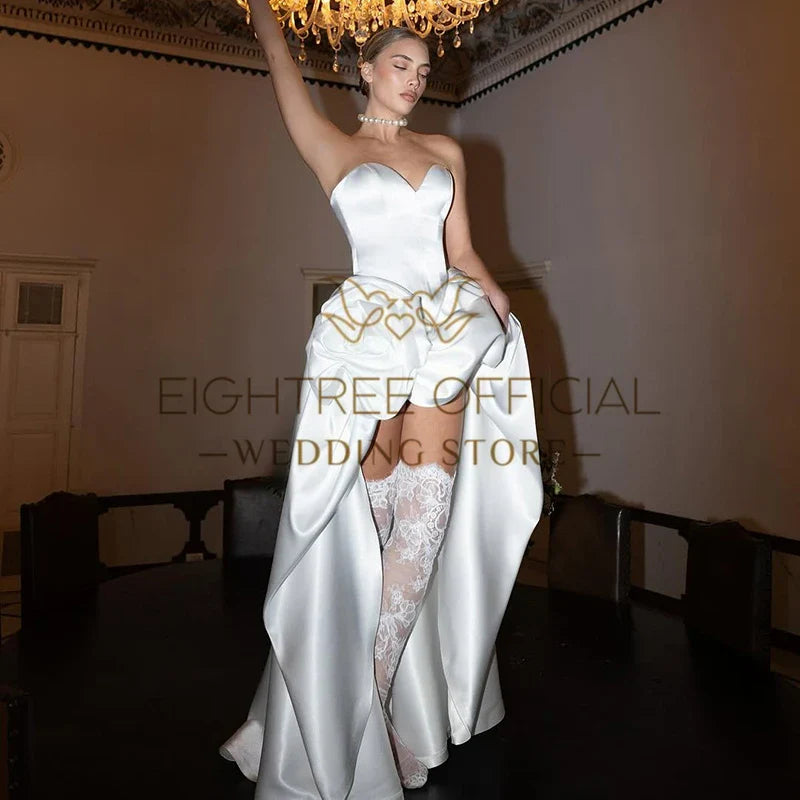Eightree Robes de mariée modernes 2025, robes de mariée ligne A, robes de mariée bustier cœur asymétriques, robes glamour Vestidos De Novia personnalisées