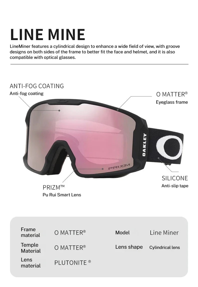 Oakley Line Miner [M] Ski Goggles, Snow Goggles with Prizm Lenses, Model [7093], Unisex Protective Eyewear