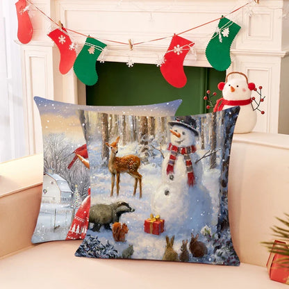 Housse de coussin de noël, père noël, décor de joyeux noël pour la maison, ornements de noël 2025, cadeaux de noël, nouvel an 2026