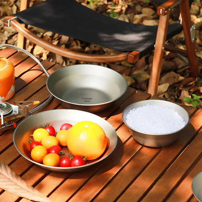 Tiartisan-Filles à repas de camping en titane, assiettes, ustensiles, randonnée en plein air, ultraléger, portable, empilable, plats à salade, ensemble de britware