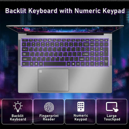 ACEKAMAS 17.3 inch Laptop Computer Intel N5095 Windows 11 Pro Fingerprint Office Laptops 16GB DDR4 1TB SSD Portable Notebook PC