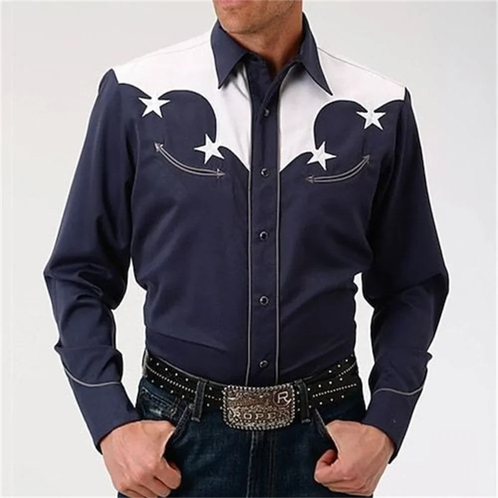 Western Denim Men's Shirt Comfortable and Soft Men's Clothing Long Sleeve Shirt Daily Wear Denim Shirt Fashion Button Design