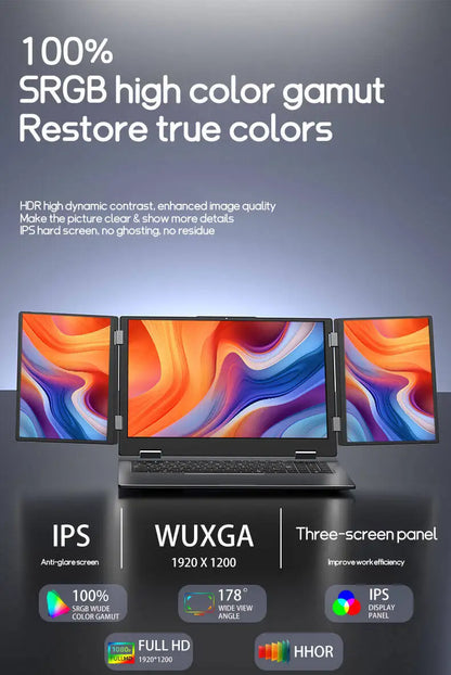 CRELANDER MAX16 New Laptop Triple Screen Intel Core i7 CPU 16 inch +dual 10.5 inch Face Recognition RJ45 M2 SSD Notebook Laptop