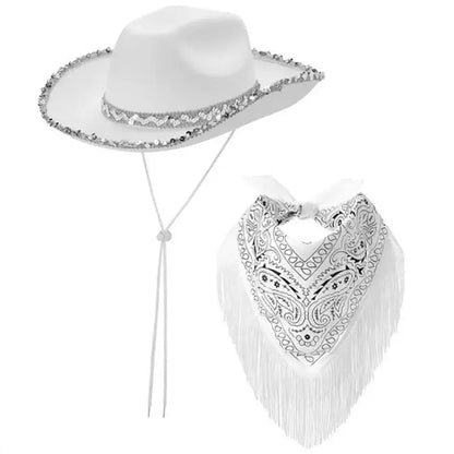 Ensemble chapeau écharpe Cowgirl 31BB, écharpe Cool pour Festival musique, fête costumée