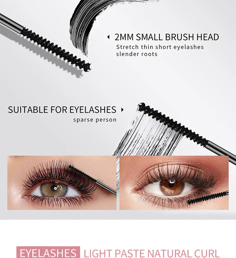 Mascara imperméable et sans maquillage, base allongée, cryptée, mince, bouclée et durable sans bavure
