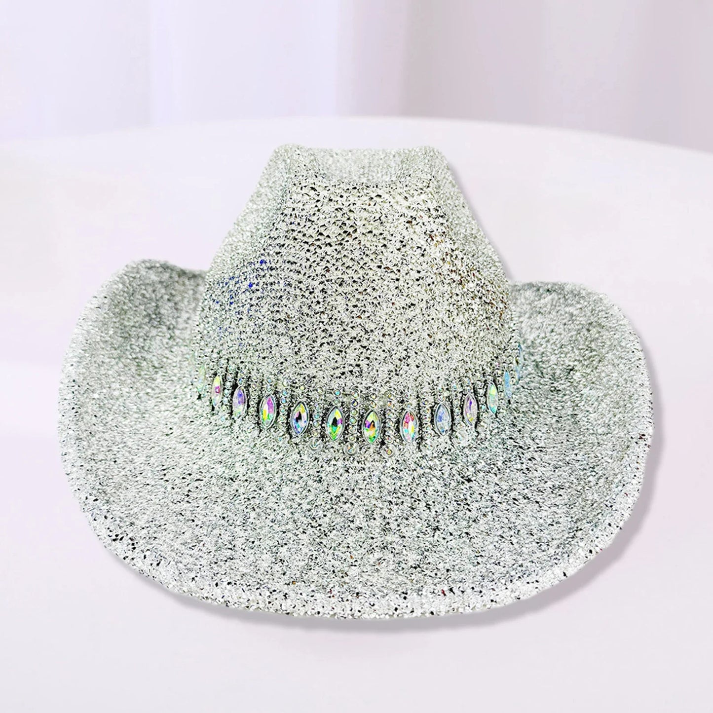 Chapeaux de Cowboy occidentaux classiques pour femmes et hommes, chapeau de soleil à strass scintillants, à large bord, pour Club Rave Party, Cowgirl Jazz, 2025