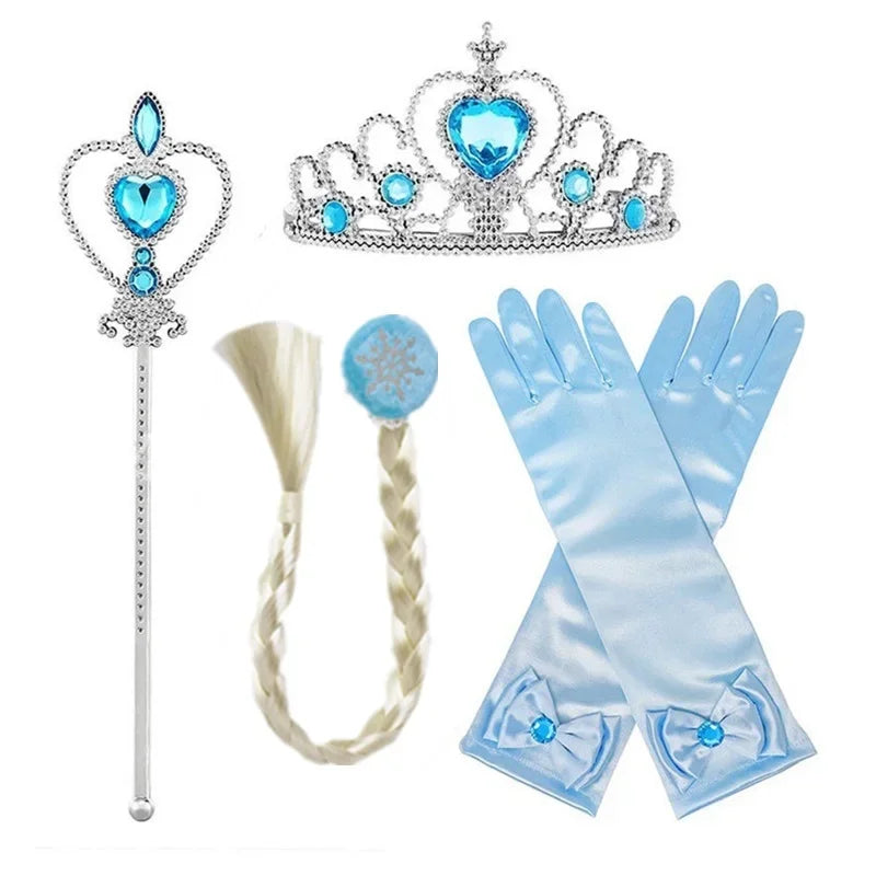 Robe de princesse Elsa pour filles, déguisement de cosplay Elsa, costume d'Halloween pour enfants, vêtements d'anniversaire, costume de cosplay de la Reine des Neiges pour enfants
